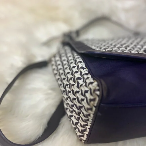 Coach Cream and Blue Shoulder Bag